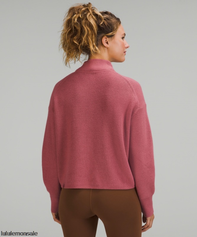 Lululemon Damen DELULU488 | Brier Rose Gerippter Rollkragenpullover Aus Einer Merinowollmischung